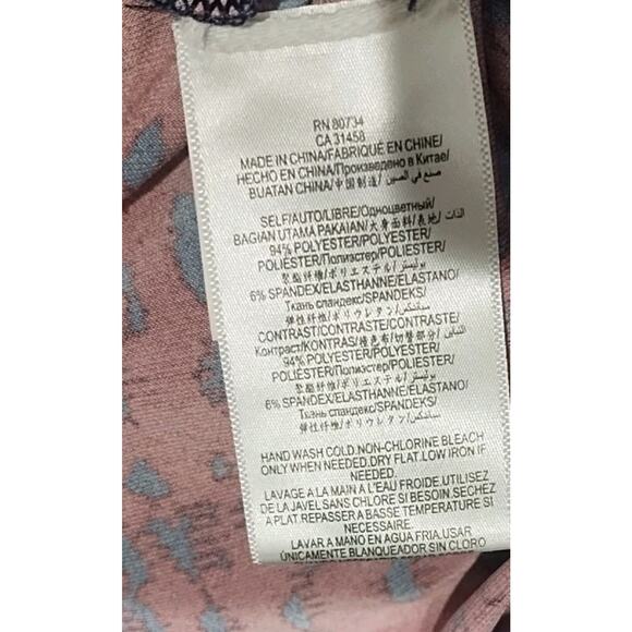 BCBG Max Azria Maroon Navy blue Animal Print Wrap Tie Dress Size Small career - Picture 10 of 11